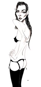 Kate Moss (caricature of English fashion model, born 1974) by Neale Osborne